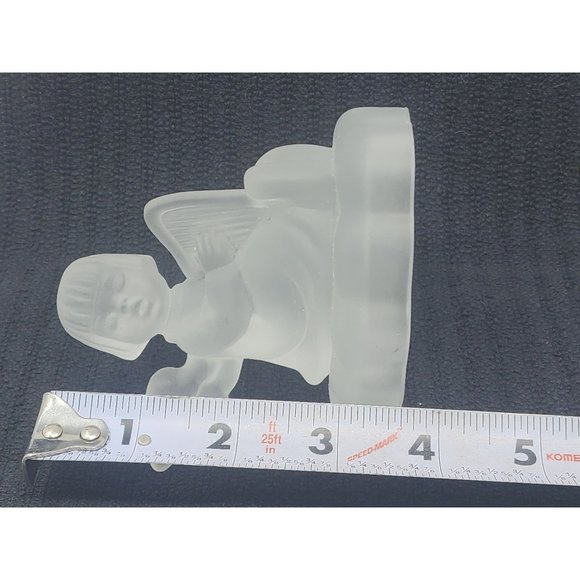2 Vintage 1995 MJ Hummel Frosted Glass Crystal‎ Angel Candle Holder Avon - Picture 9 of 11